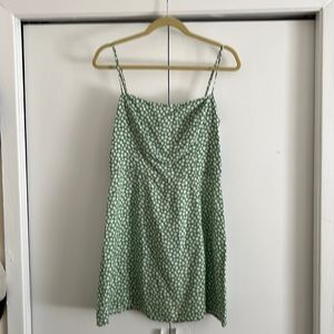 Reformation Green and White Mini Dress